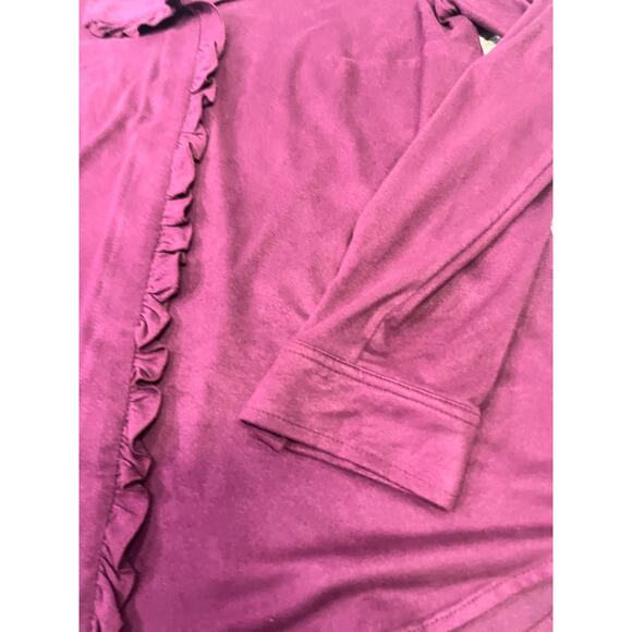 Chico’s Faux Suede Ruffle Front Button Front Blouse, Long Sleeve Women’s‎ 0 (XS) - Picture 5 of 10